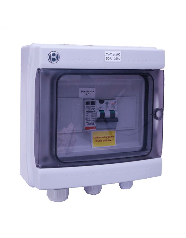 AC Box 7-10 kW einphasig 230VAC 50A für Photovoltaik-Anlage AC Box 7-10 kW einphasig 230VAC 50A für Photovoltaik-Anlage