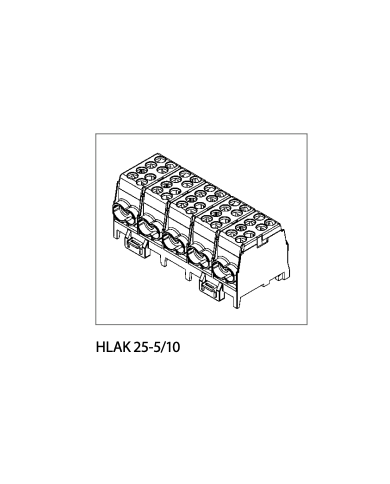 HP-Abzweigklemme 5P für 10 x 1,5 - 25 mm² und 10 x 1,5 - 35 mm²