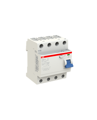 ABB F204A-63/0,3 FI-Schalter, 63A/0,3mA, 4-Polig ABB F204A-63/0,3 FI-Schalter, 63A/0,3mA, 4-Polig