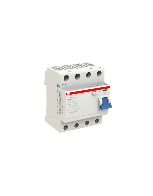ABB F204A-63/0,3 FI-Schalter, 63A/0,3mA, 4-Polig ABB F204A-63/0,3 FI-Schalter, 63A/0,3mA, 4-Polig