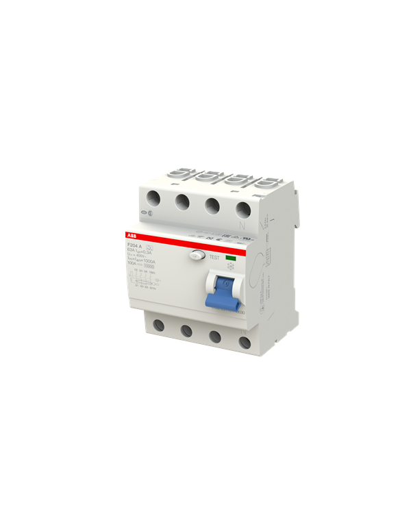 ABB F204A-63/0,3 FI-Schalter, 63A/0,3mA, 4-Polig ABB F204A-63/0,3 FI-Schalter, 63A/0,3mA, 4-Polig